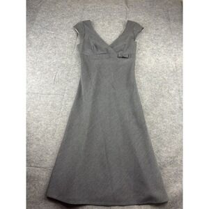 No Appt Necessary Womens 2?‎ Gray Midi Dress Cap Sleeve Bow VTG Girly Preppy 90s